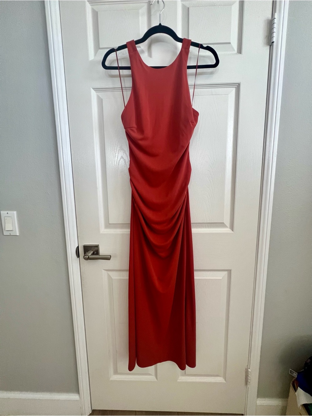 Zara Rust Red Ruched Maxi Dress